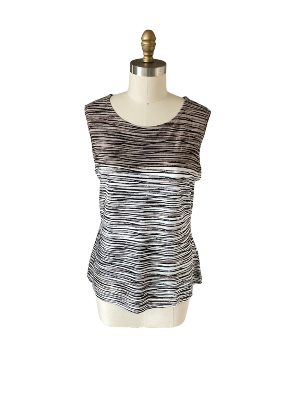 NIC+ZOE Black and White Striped Scoop Neck Tank